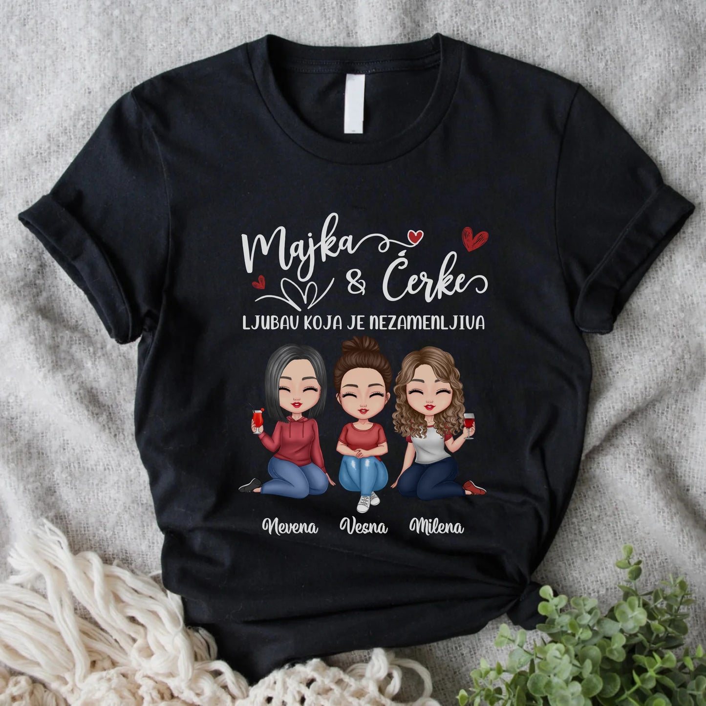 Personalizovana majica sa natpisom – Majka i ćerke
