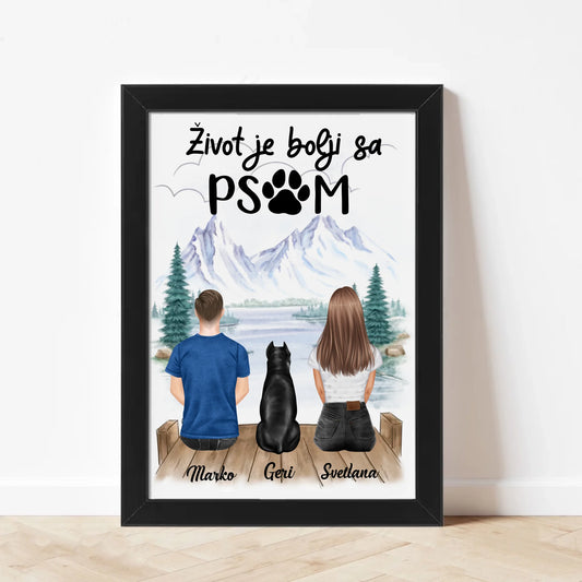 Devojka, Muškarac i Pas - Uramljen Poster