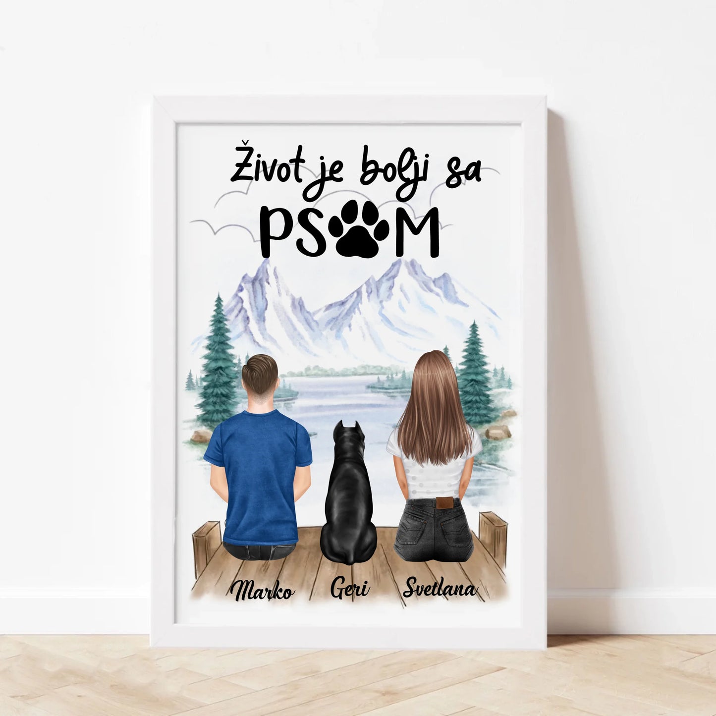 Devojka, Muškarac i Pas - Uramljen Poster