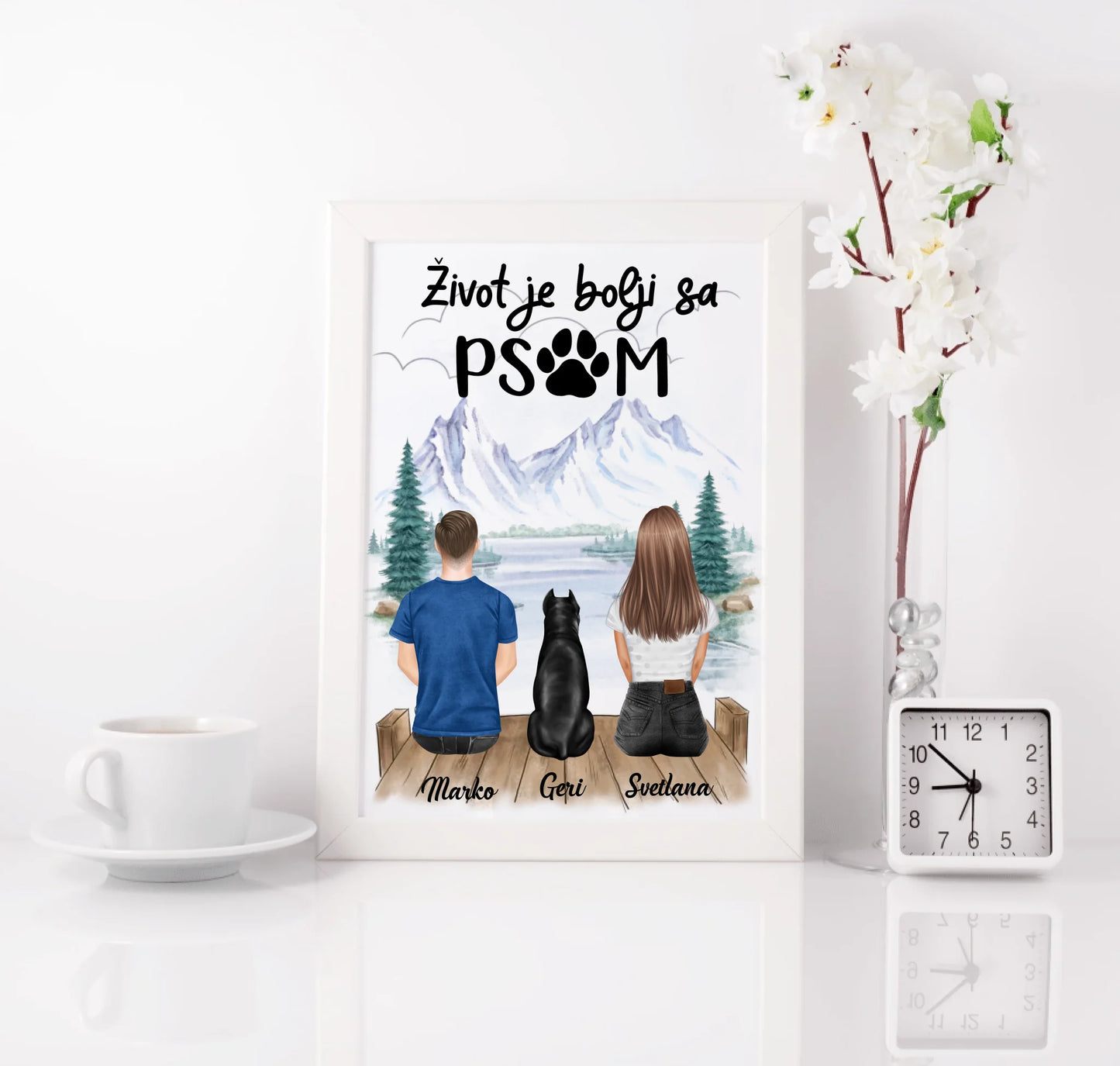 Devojka, Muškarac i Pas - Uramljen Poster
