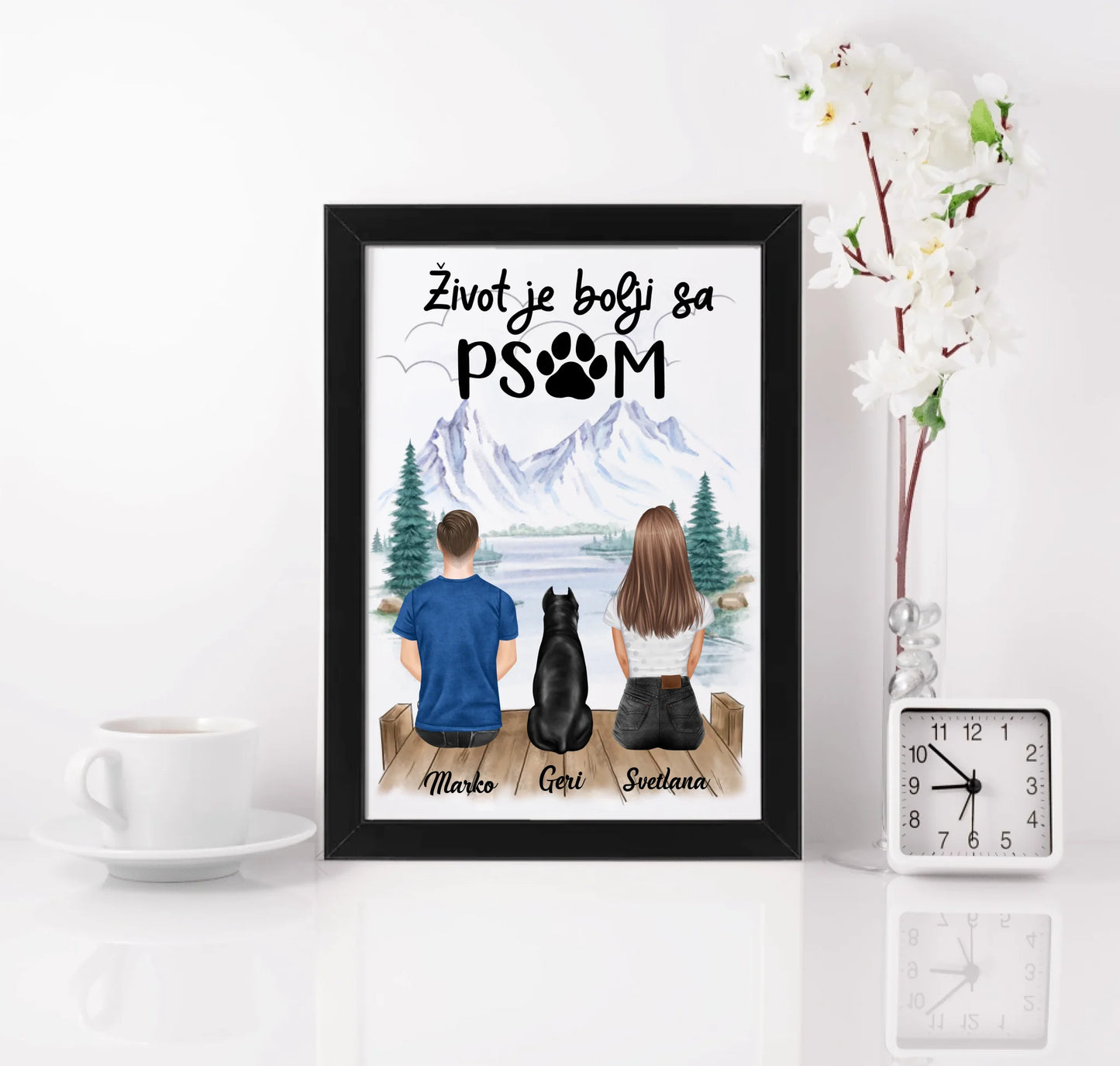 Devojka, Muškarac i Pas - Uramljen Poster