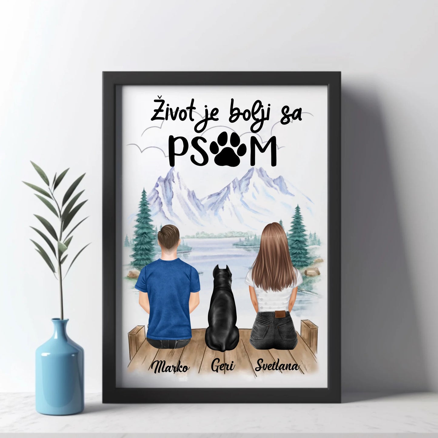 Devojka, Muškarac i Pas - Uramljen Poster