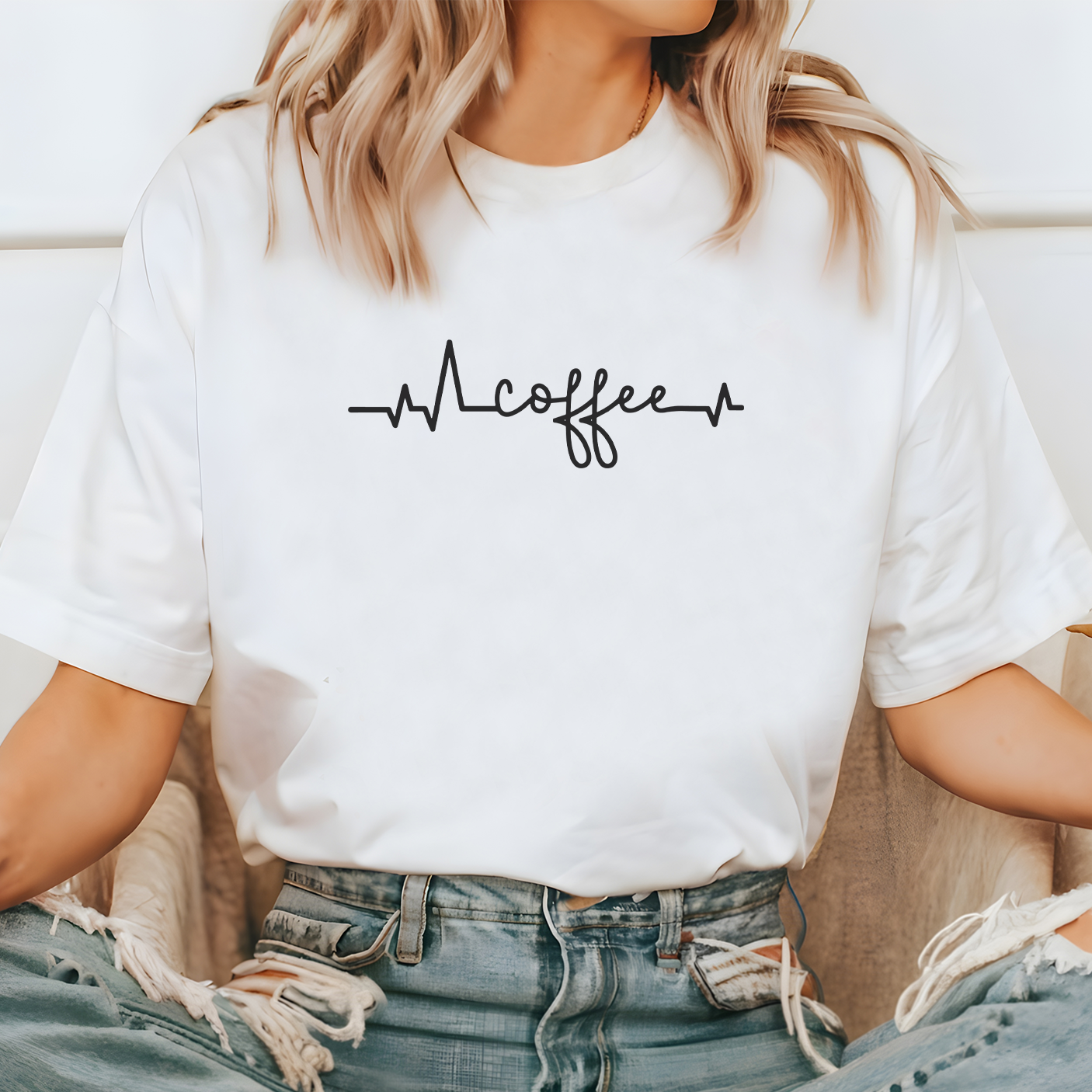 coffee heart line - Majica