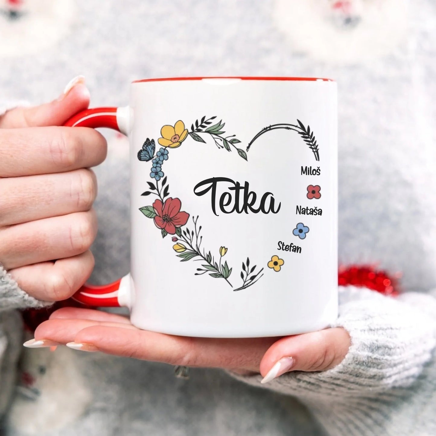 Srce od cveća sa imenima - Šoljica - Customizer - Kreativa -