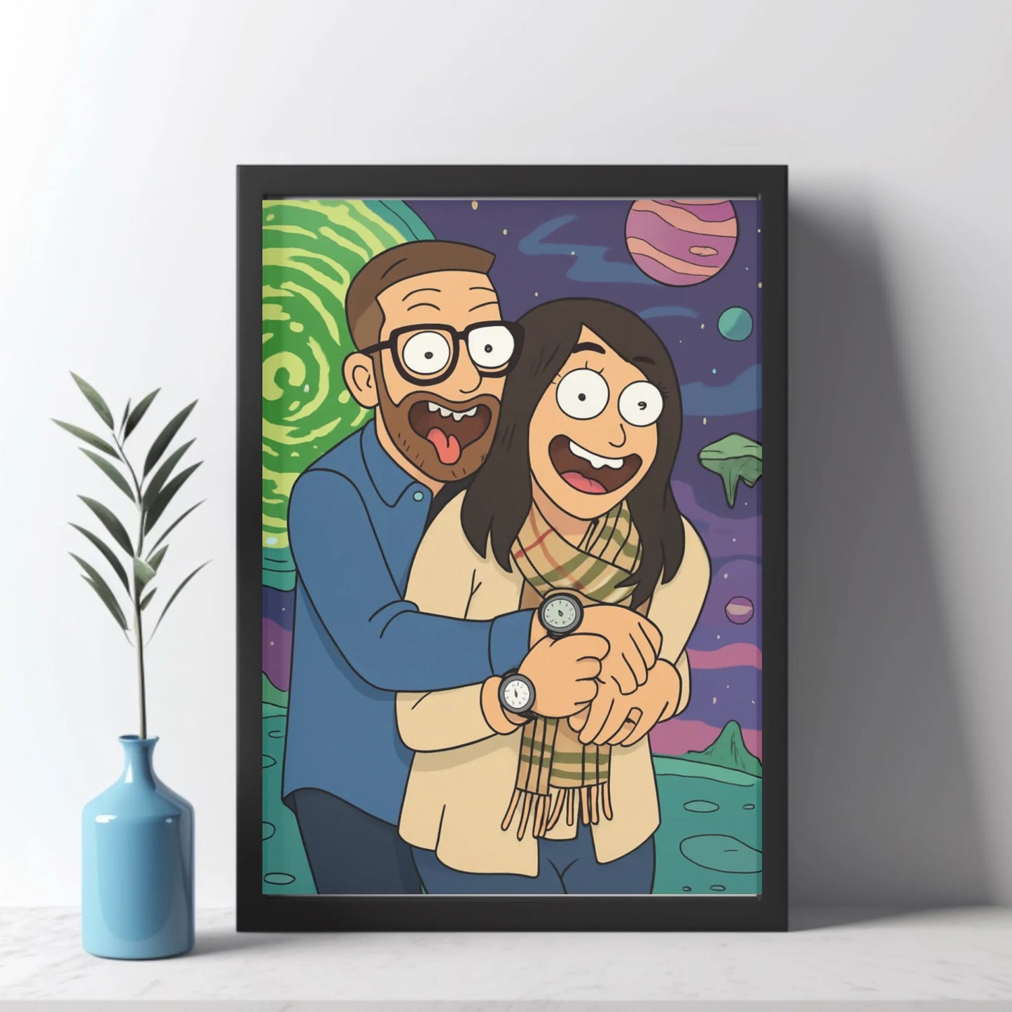 Vaša fotografija u Rick and Morty Stilu - Uramljen Poster