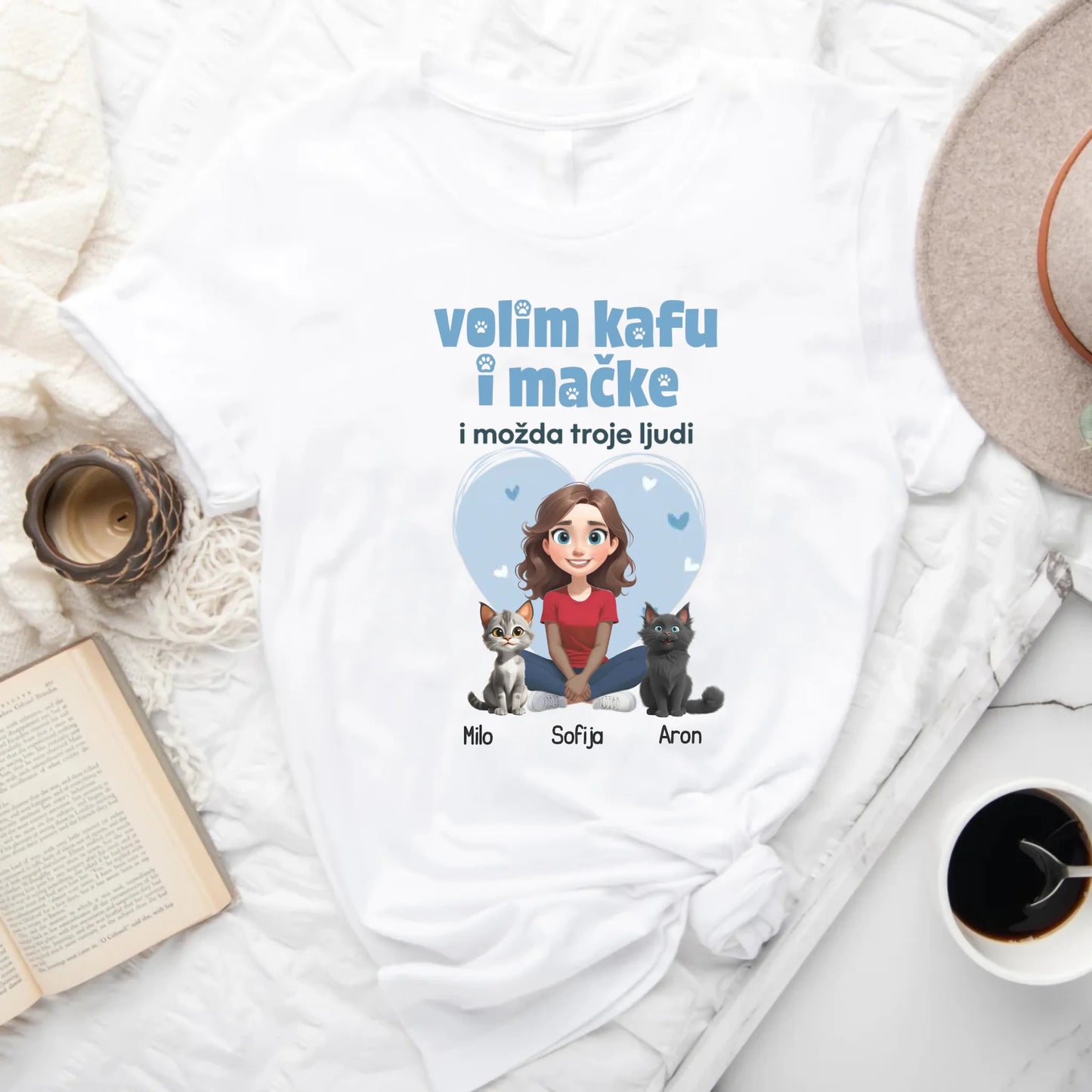 Volim kafu i mačke i mozda troje ljudi - Majica