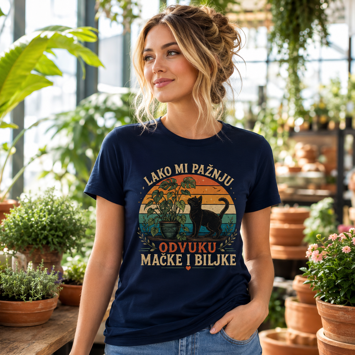Lako mi pažnju odvuku Mačke i Biljke - Majica