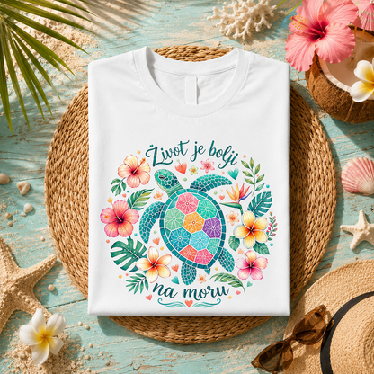 Život je bolji na moru bela majica - Majica