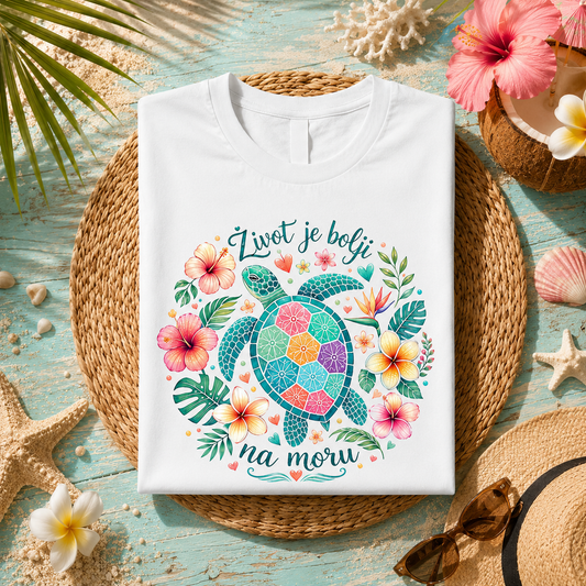 Život je bolji na moru bela majica - Majica
