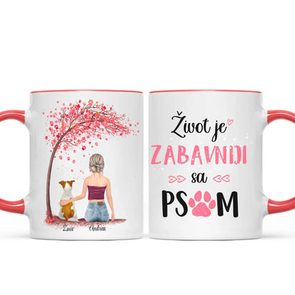 Devojka i pas roze drvo šoljica - Customizer - Kreativa - 